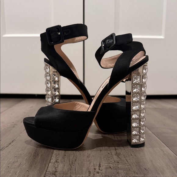 Miu Miu Black Heels with Crystal Embellishments - Picture 2 of 4